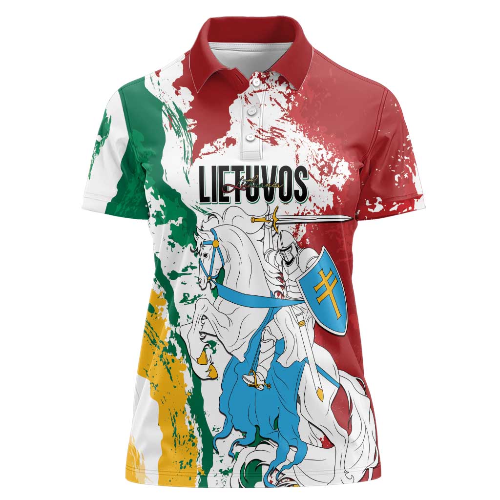 Lithuania Personalized Women Polo Shirt Lietuvos Artsy Vytis