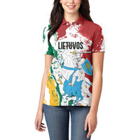 Lithuania Personalized Women Polo Shirt Lietuvos Artsy Vytis