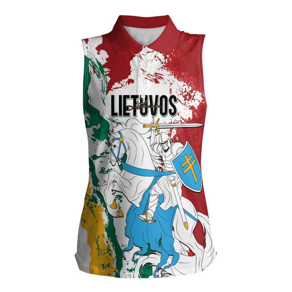 Lithuania Personalized Women Sleeveless Polo Shirt Lietuvos Artsy Vytis