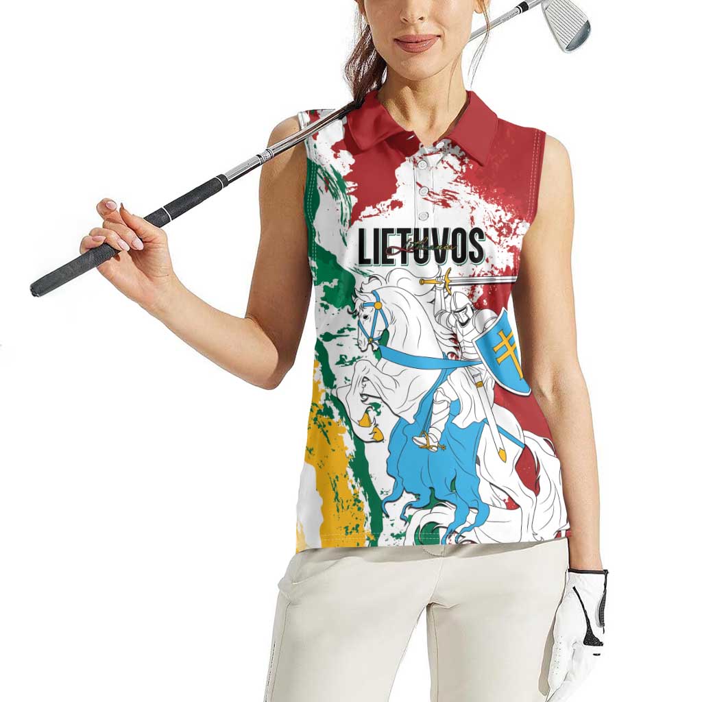 Lithuania Personalized Women Sleeveless Polo Shirt Lietuvos Artsy Vytis
