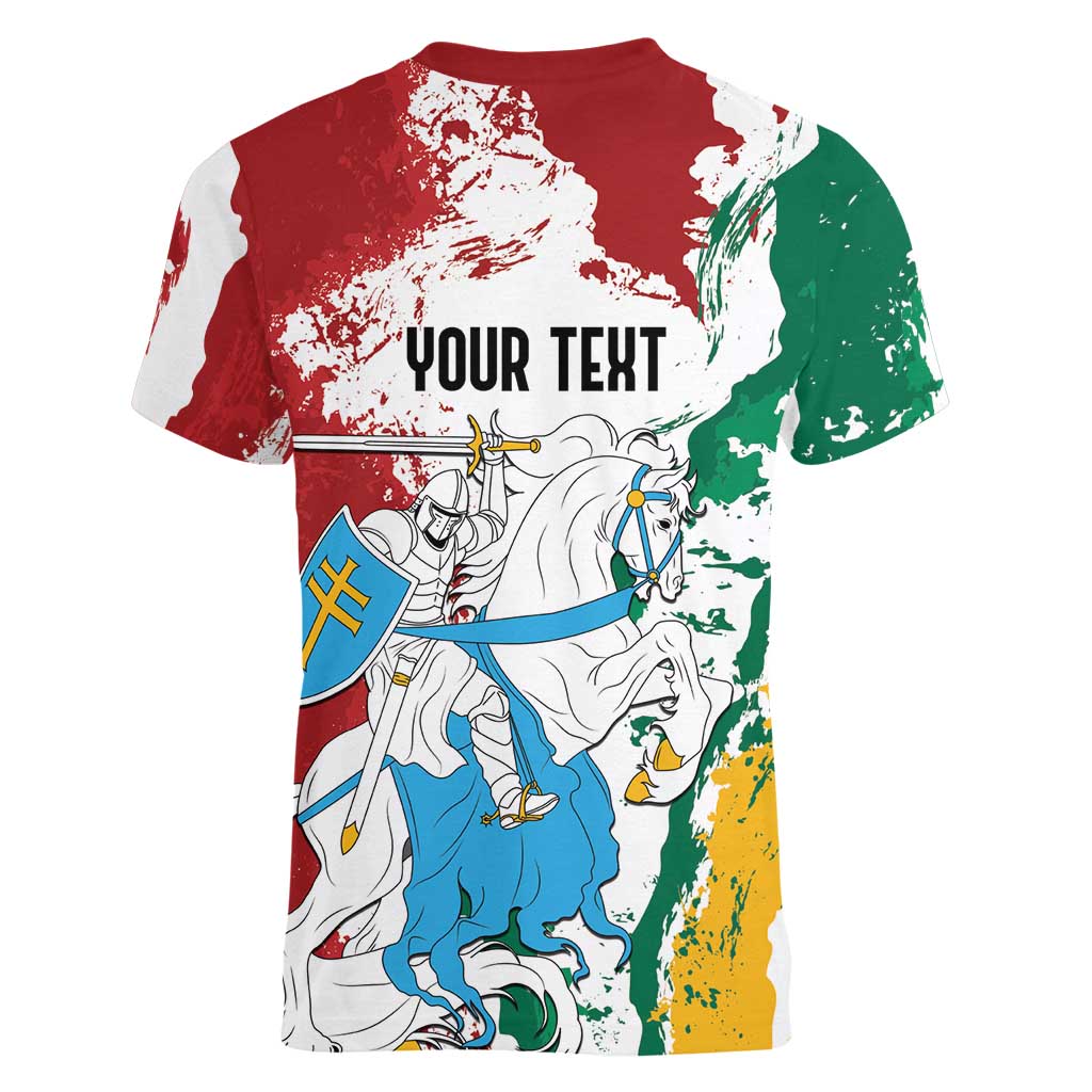 Lithuania Personalized Women V-Neck T-Shirt Lietuvos Artsy Vytis