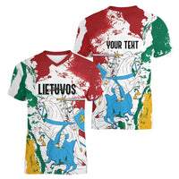 Lithuania Personalized Women V-Neck T-Shirt Lietuvos Artsy Vytis