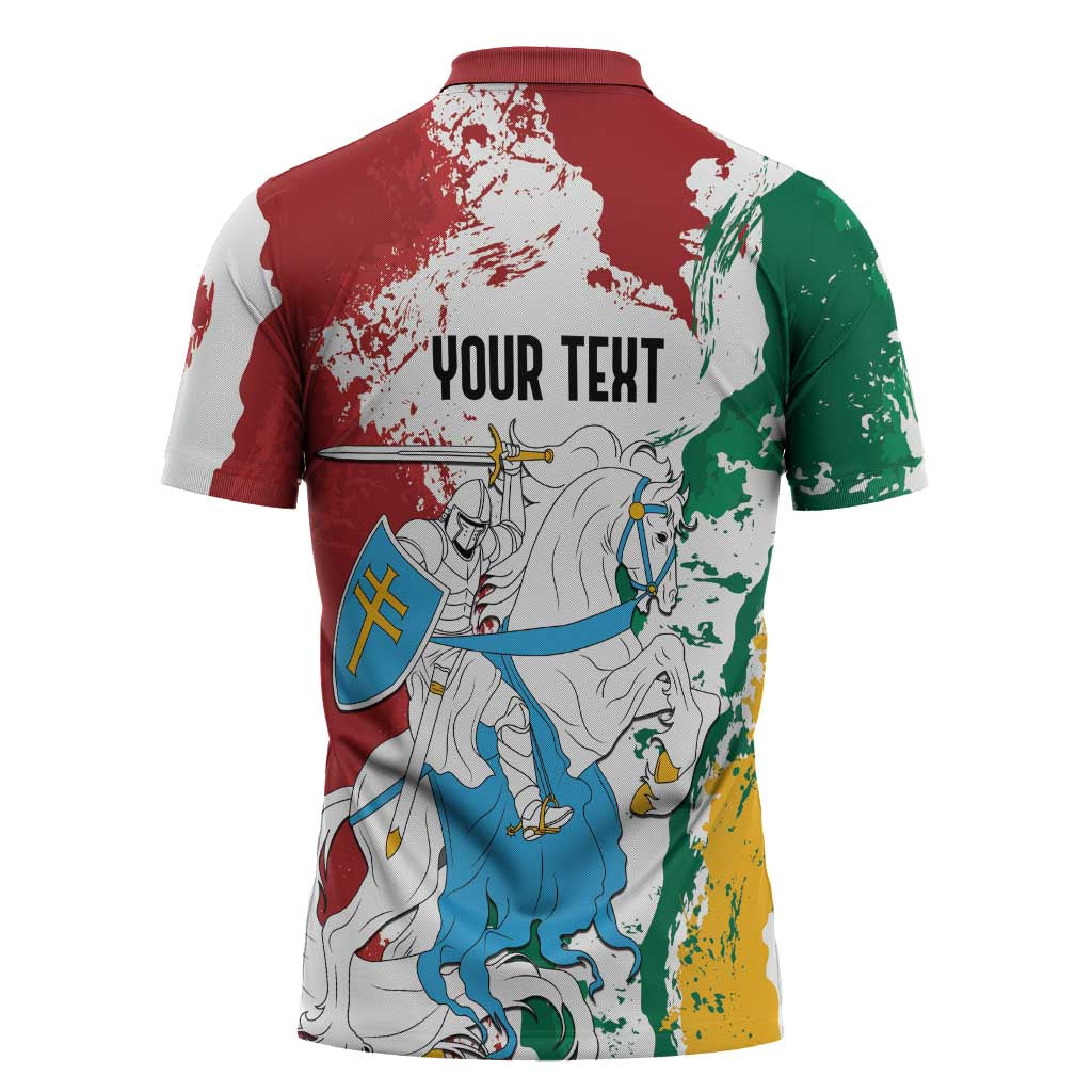 Lithuania Personalized Zipper Polo Shirt Lietuvos Artsy Vytis