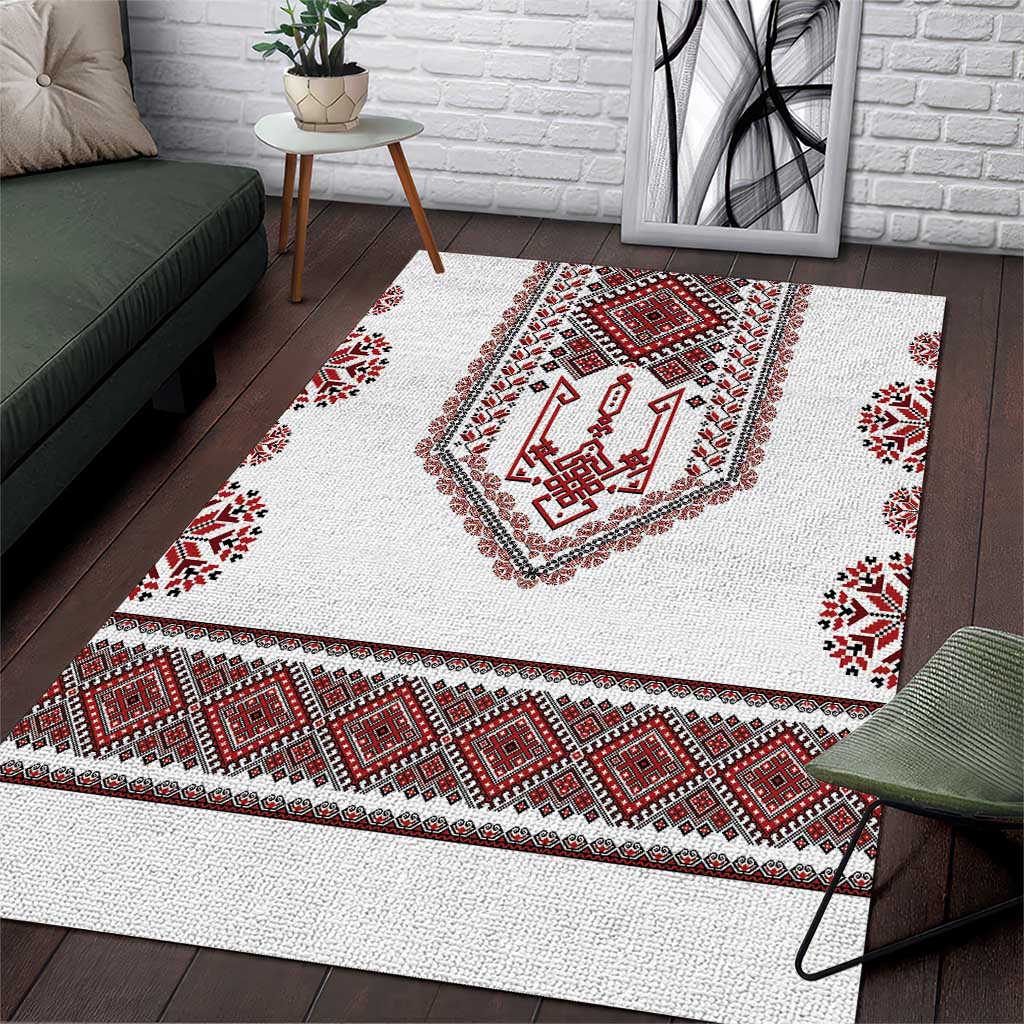 Ukraine Vyshyvanka Inspired Patterns Area Rug White