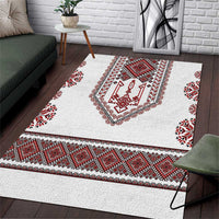 Ukraine Vyshyvanka Inspired Patterns Area Rug White