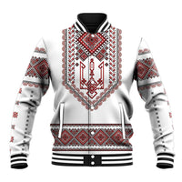 Ukraine Vyshyvanka Inspired Patterns Baseball Jacket White
