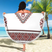 Ukraine Vyshyvanka Inspired Patterns Beach Blanket White