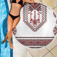 Ukraine Vyshyvanka Inspired Patterns Beach Blanket White