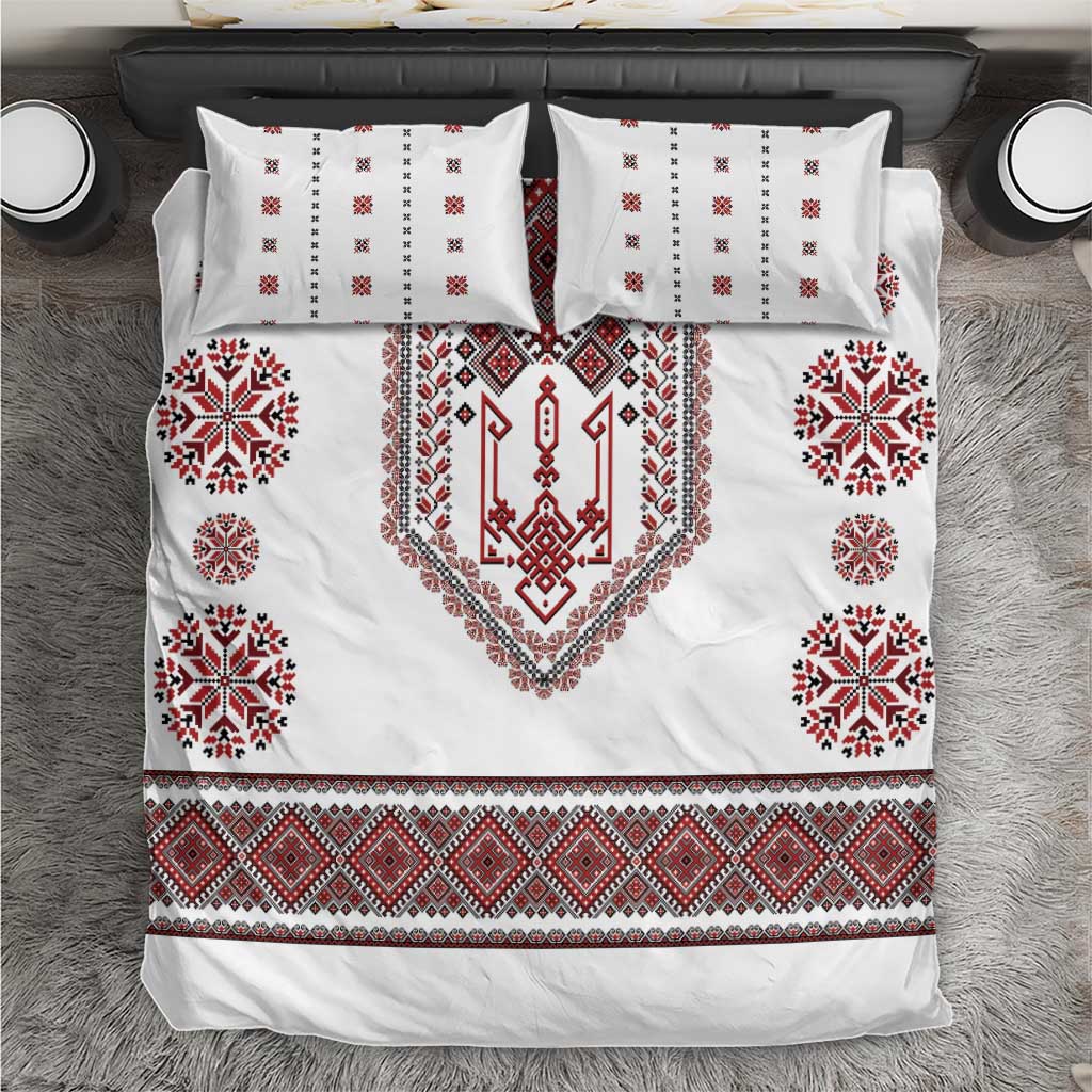 Ukraine Vyshyvanka Inspired Patterns Bedding Set White