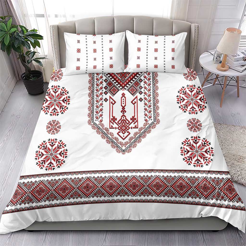 Ukraine Vyshyvanka Inspired Patterns Bedding Set White