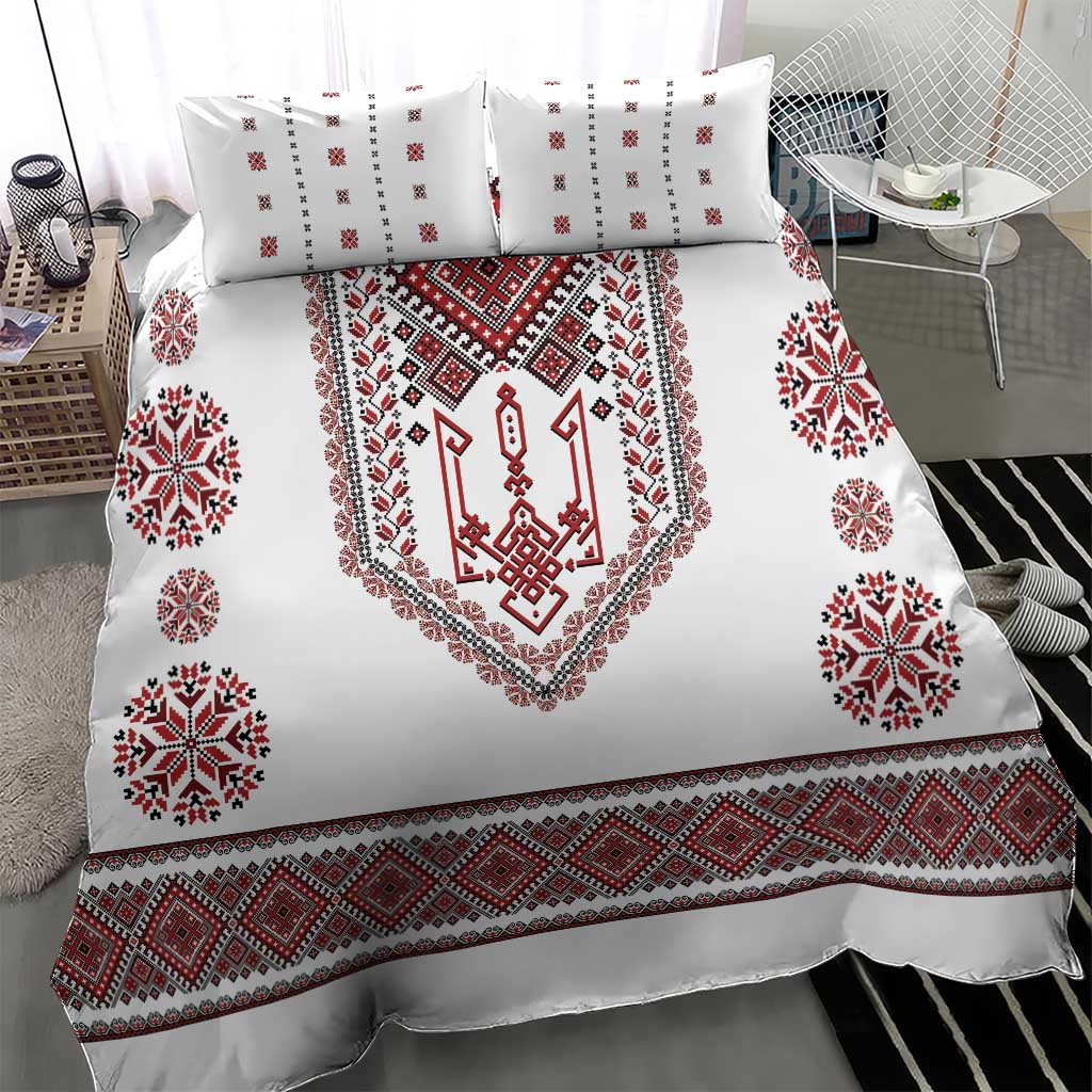 Ukraine Vyshyvanka Inspired Patterns Bedding Set White