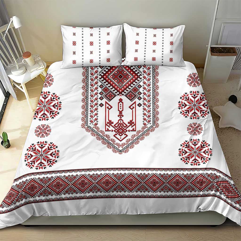 Ukraine Vyshyvanka Inspired Patterns Bedding Set White