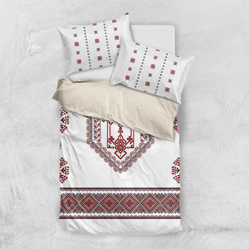 Ukraine Vyshyvanka Inspired Patterns Bedding Set White