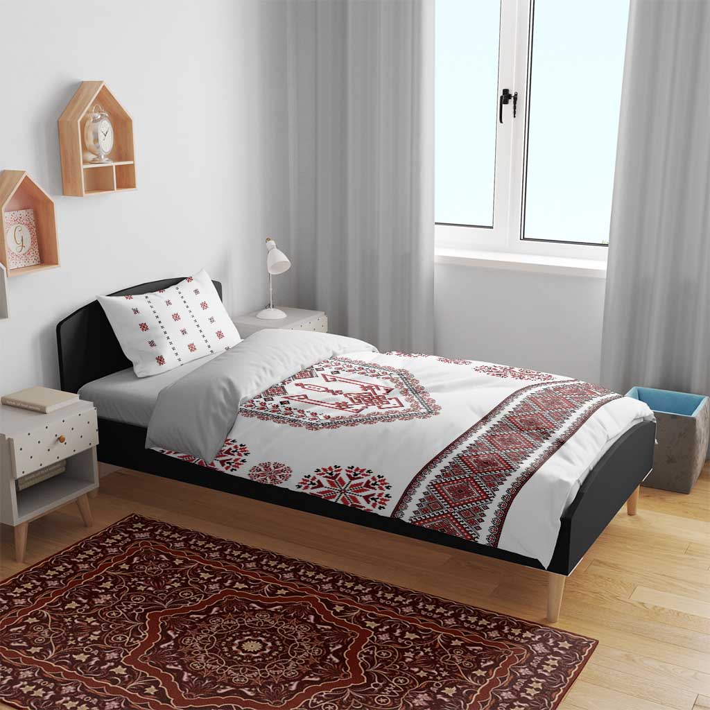 Ukraine Vyshyvanka Inspired Patterns Bedding Set White