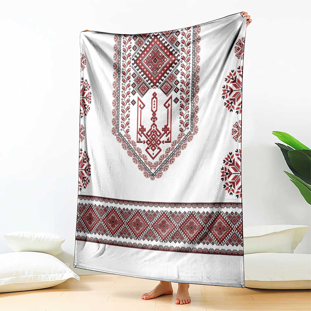 Ukraine Vyshyvanka Inspired Patterns Blanket White