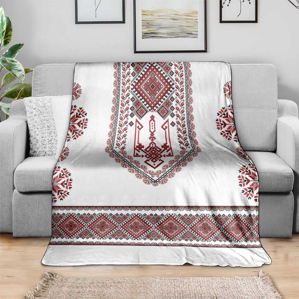 Ukraine Vyshyvanka Inspired Patterns Blanket White