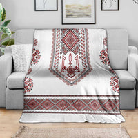 Ukraine Vyshyvanka Inspired Patterns Blanket White