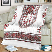 Ukraine Vyshyvanka Inspired Patterns Blanket White