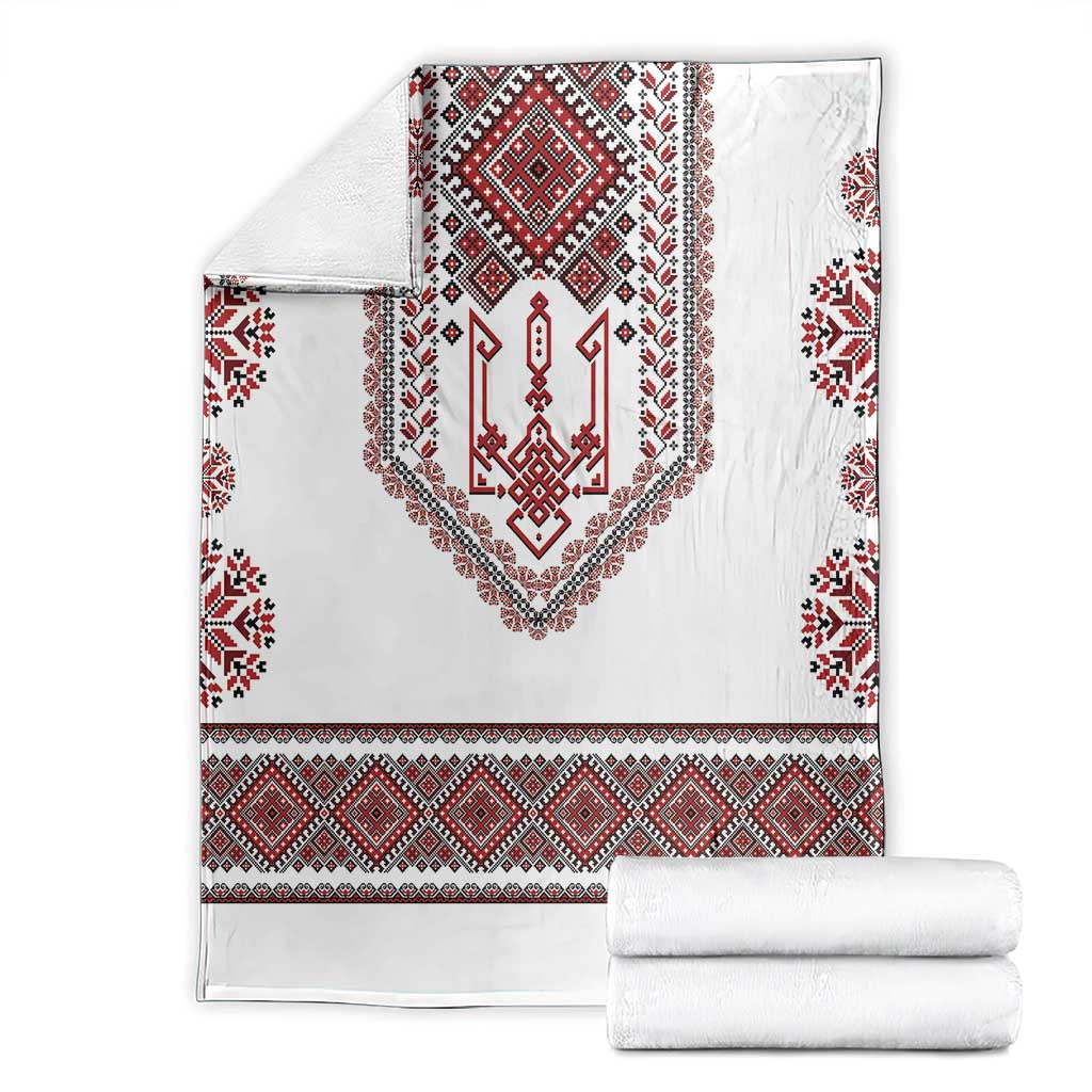Ukraine Vyshyvanka Inspired Patterns Blanket White
