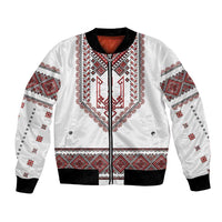 Ukraine Vyshyvanka Inspired Patterns Bomber Jacket White
