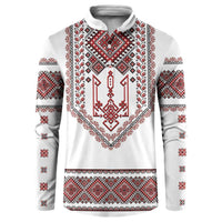Ukraine Vyshyvanka Inspired Patterns Button Sweatshirt White