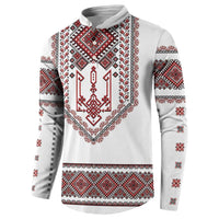 Ukraine Vyshyvanka Inspired Patterns Button Sweatshirt White