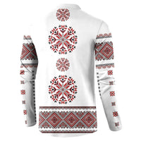 Ukraine Vyshyvanka Inspired Patterns Button Sweatshirt White