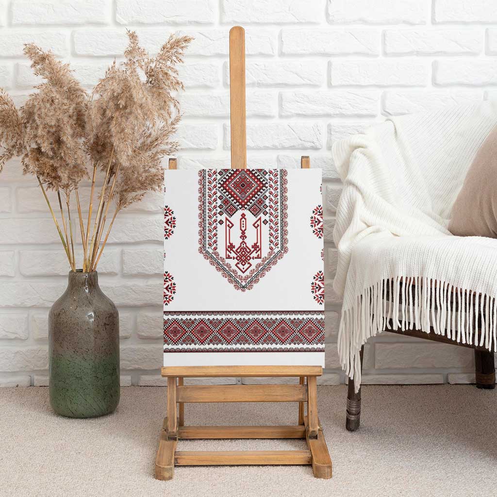 Ukraine Vyshyvanka Inspired Patterns Canvas Wall Art White