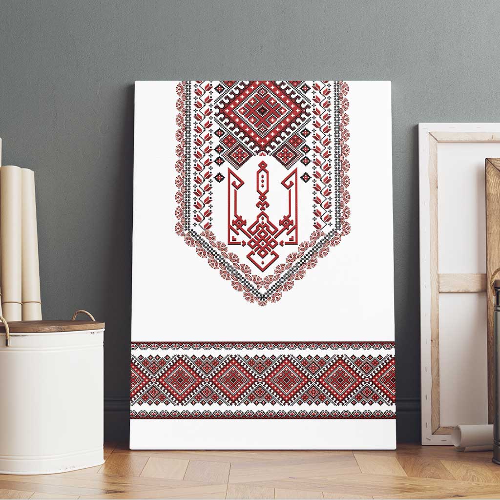 Ukraine Vyshyvanka Inspired Patterns Canvas Wall Art White