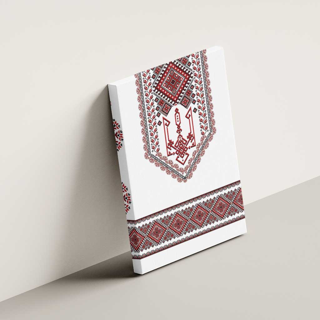 Ukraine Vyshyvanka Inspired Patterns Canvas Wall Art White