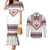 Ukraine Vyshyvanka Inspired Patterns Couples Matching Mermaid Dress and Long Sleeve Button Shirt White
