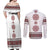 Ukraine Vyshyvanka Inspired Patterns Couples Matching Off Shoulder Maxi Dress and Long Sleeve Button Shirt White