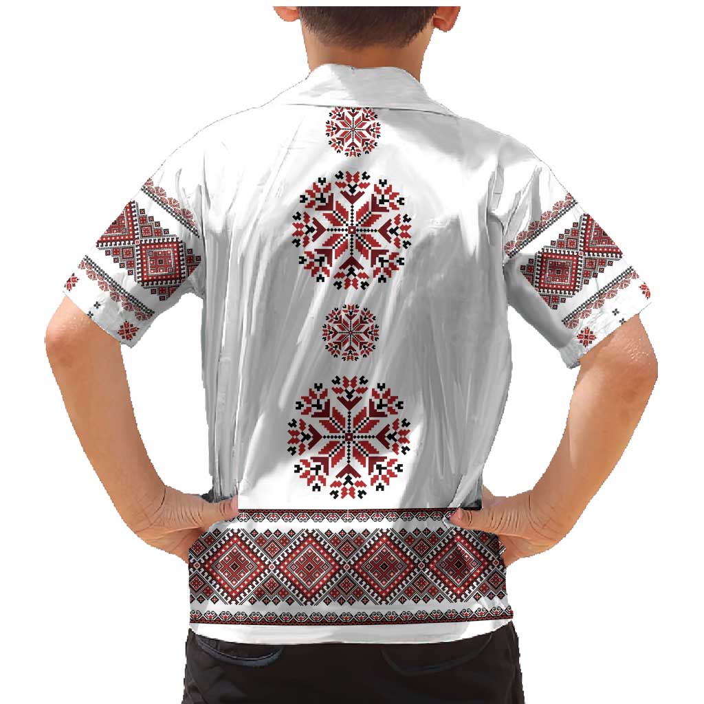 Ukraine Vyshyvanka Inspired Patterns Family Matching Mermaid Dress and Hawaiian Shirt White