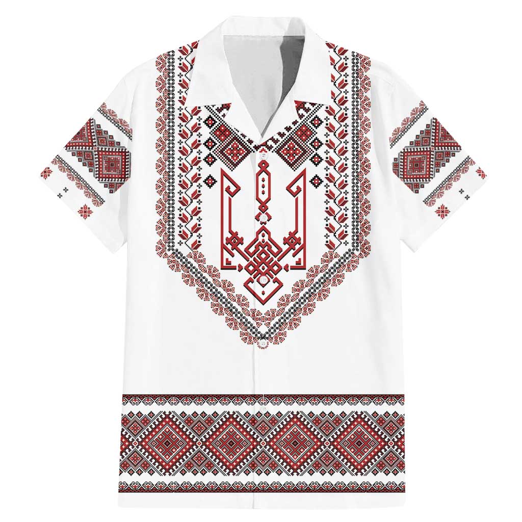 Ukraine Vyshyvanka Inspired Patterns Family Matching Mermaid Dress and Hawaiian Shirt White