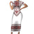 Ukraine Vyshyvanka Inspired Patterns Family Matching Short Sleeve Bodycon Dress and Hawaiian Shirt White