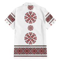 Ukraine Vyshyvanka Inspired Patterns Family Matching Summer Maxi Dress and Hawaiian Shirt White