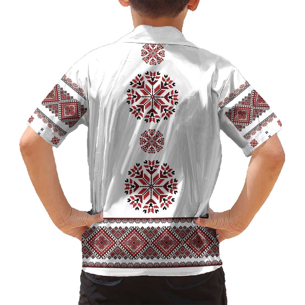 Ukraine Vyshyvanka Inspired Patterns Family Matching Tank Maxi Dress and Hawaiian Shirt White