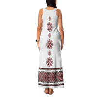 Ukraine Vyshyvanka Inspired Patterns Family Matching Tank Maxi Dress and Hawaiian Shirt White