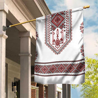 Ukraine Vyshyvanka Inspired Patterns Garden Flag White