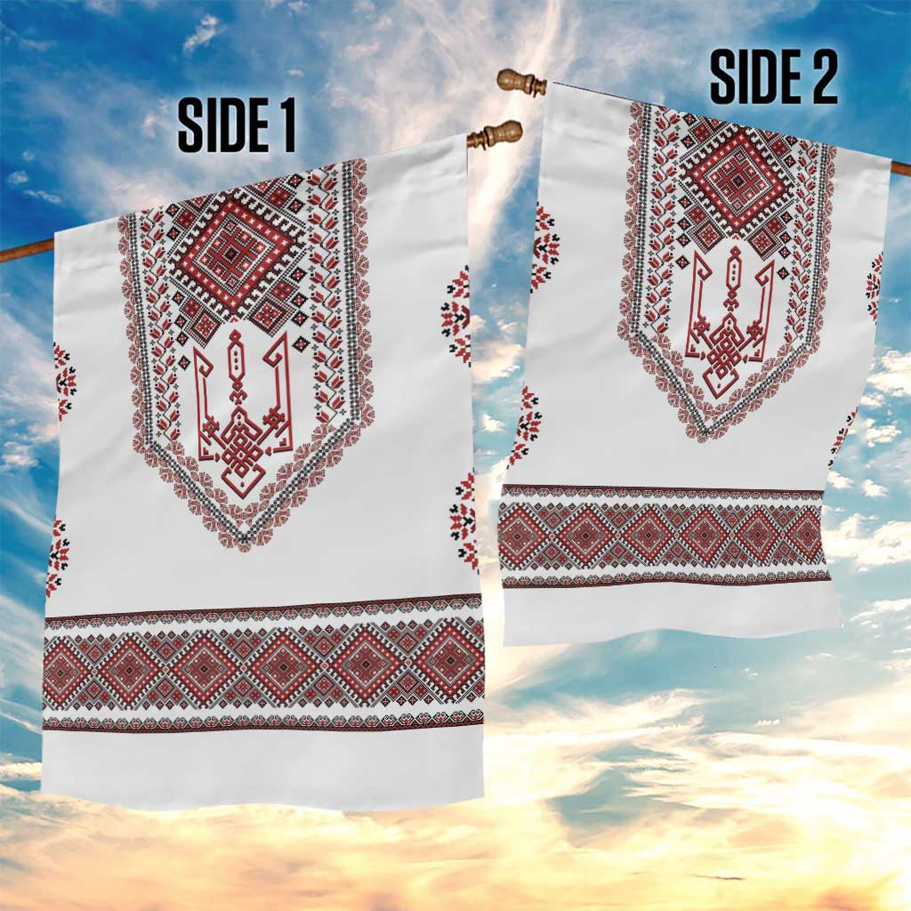 Ukraine Vyshyvanka Inspired Patterns Garden Flag White