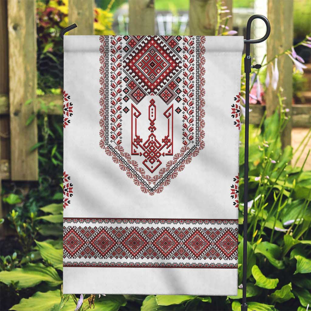 Ukraine Vyshyvanka Inspired Patterns Garden Flag White