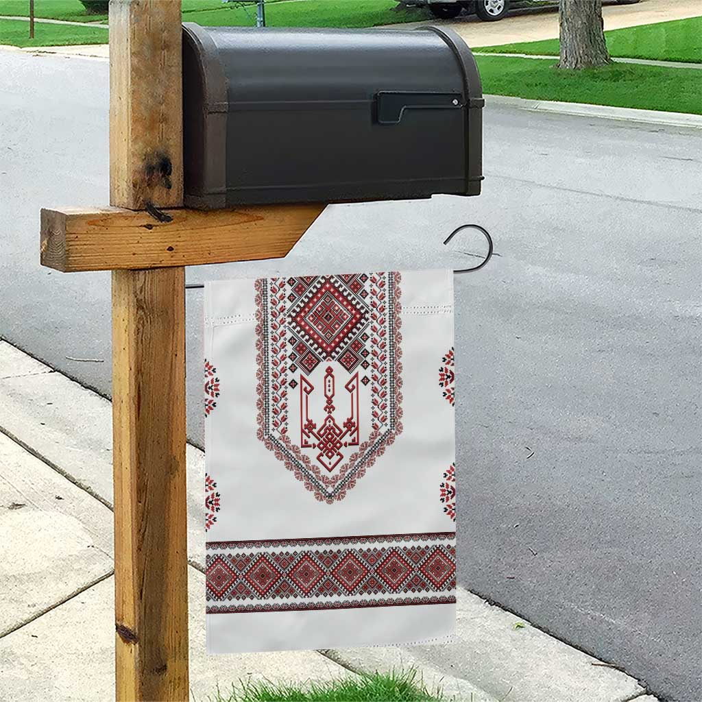 Ukraine Vyshyvanka Inspired Patterns Garden Flag White