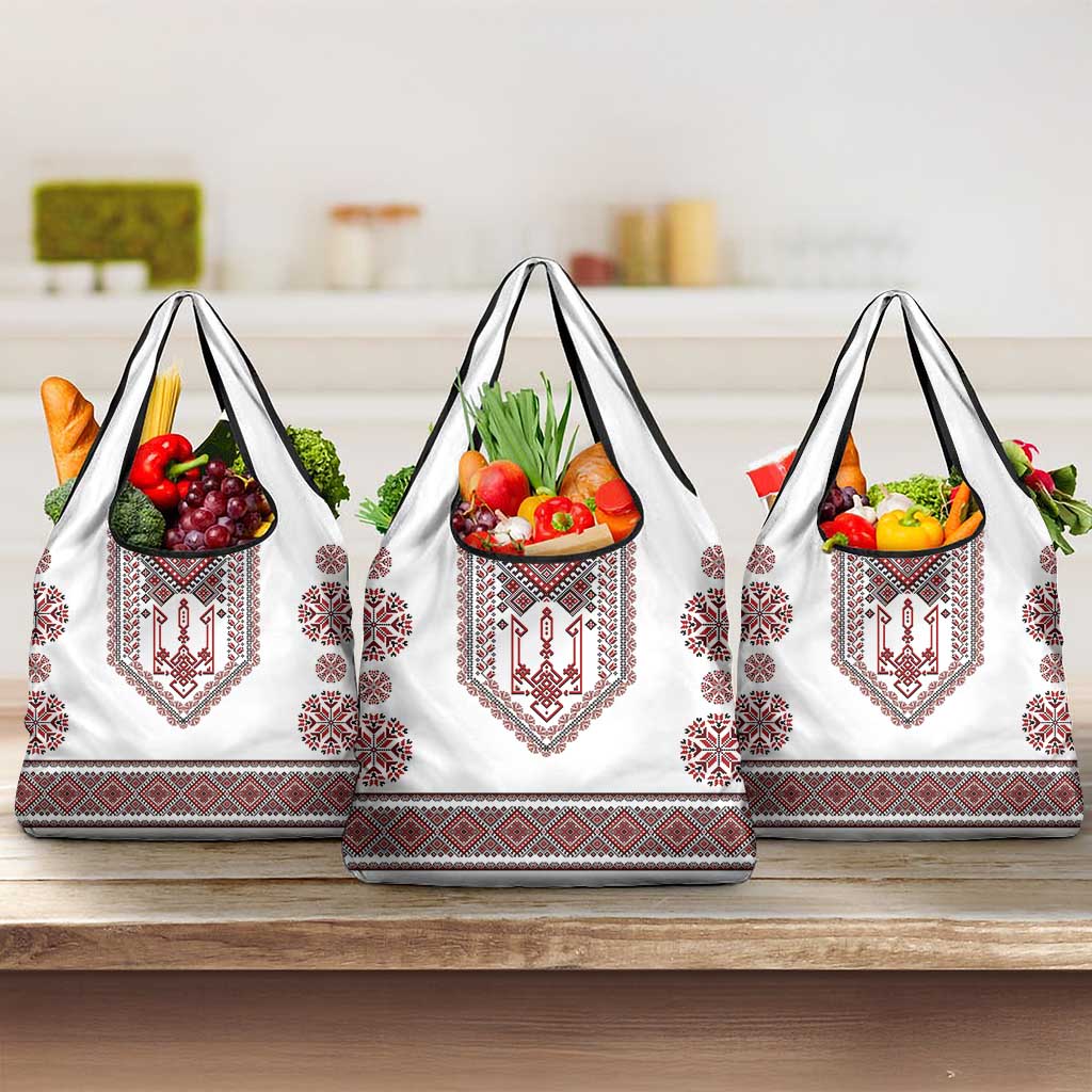 Ukraine Vyshyvanka Inspired Patterns Grocery Bag White