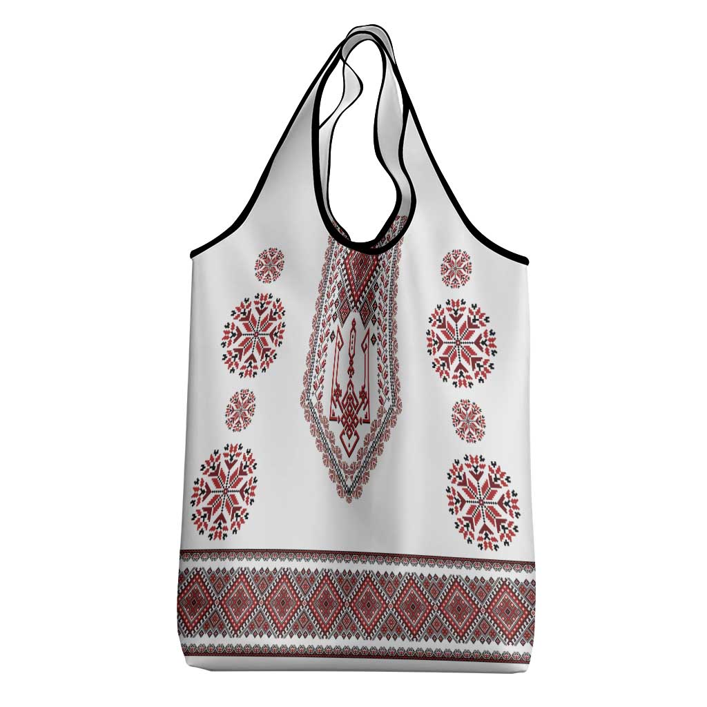 Ukraine Vyshyvanka Inspired Patterns Grocery Bag White