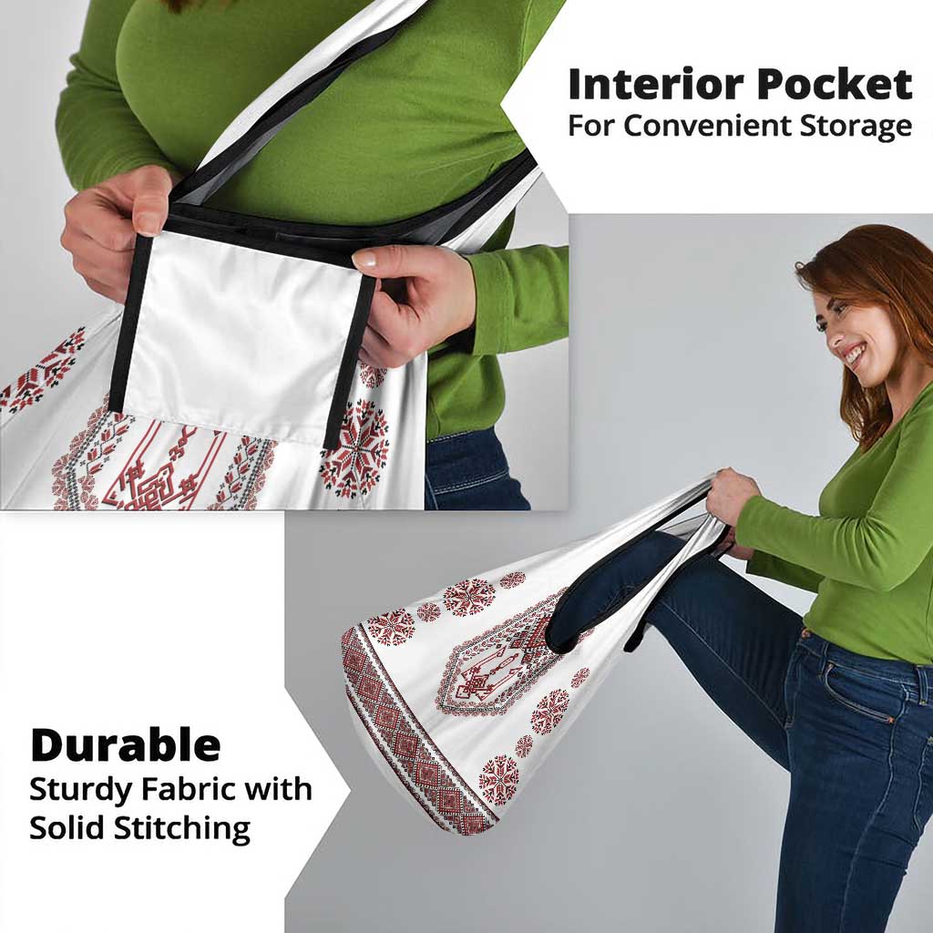 Ukraine Vyshyvanka Inspired Patterns Grocery Bag White