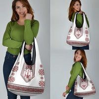 Ukraine Vyshyvanka Inspired Patterns Grocery Bag White