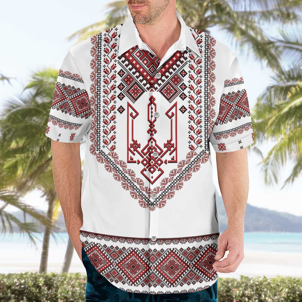 Ukraine Vyshyvanka Inspired Patterns Hawaiian Shirt White