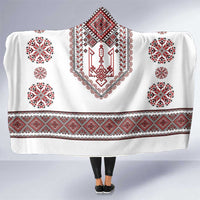 Ukraine Vyshyvanka Inspired Patterns Hooded Blanket White