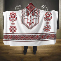 Ukraine Vyshyvanka Inspired Patterns Hooded Blanket White