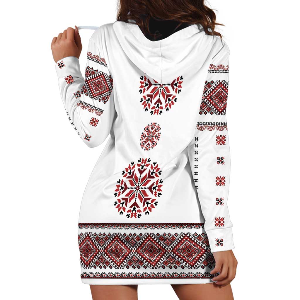 Ukraine Vyshyvanka Inspired Patterns Hoodie Dress White